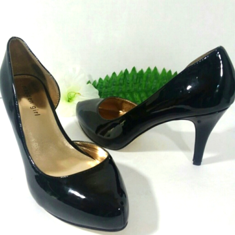 Madden Girl Baines D'Orsay Black Pump Patent Sz 9